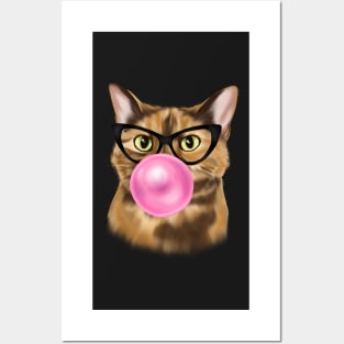 Cat Blowing Bubble Gum Posters and Art
